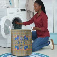 Cobalt Blue Hearts Crown Traditional Geometry Laundry Basket Seanamarena Basotho Blanket Inspired
