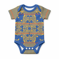 Cobalt Blue Hearts Crown Traditional Geometry Baby Onesie Seanamarena Basotho Blanket Inspired