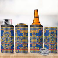 Cobalt Blue Hearts Crown Traditional Geometry 4 in 1 Can Cooler Tumbler Seanamarena Basotho Blanket Inspired