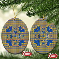 Cobalt Blue Hearts Crown Traditional Geometry Ceramic Ornament Seanamarena Basotho Blanket Inspired