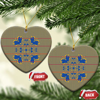 Cobalt Blue Hearts Crown Traditional Geometry Ceramic Ornament Seanamarena Basotho Blanket Inspired