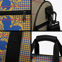 Cobalt Blue Hearts Crown Traditional Geometry Duffle Bag Seanamarena Basotho Blanket Inspired