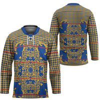 Cobalt Blue Hearts Crown Traditional Geometry Hockey Jersey Seanamarena Basotho Blanket Inspired