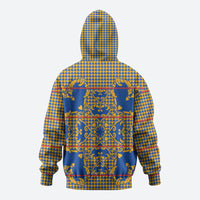 Cobalt Blue Hearts Crown Traditional Geometry Hoodie Seanamarena Basotho Blanket Inspired