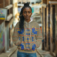 Cobalt Blue Hearts Crown Traditional Geometry Hoodie Seanamarena Basotho Blanket Inspired