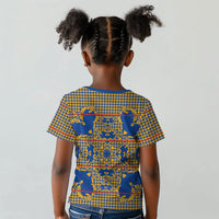 Cobalt Blue Hearts Crown Traditional Geometry Kid T shirt Seanamarena Basotho Blanket Inspired