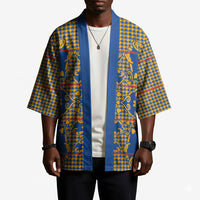 Cobalt Blue Hearts Crown Traditional Geometry Kimono Seanamarena Basotho Blanket Inspired