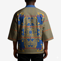 Cobalt Blue Hearts Crown Traditional Geometry Kimono Seanamarena Basotho Blanket Inspired