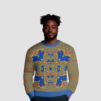 Cobalt Blue Hearts Crown Traditional Geometry Ugly Christmas Sweater Seanamarena Basotho Blanket Inspired