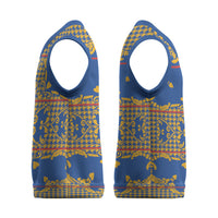 Cobalt Blue Hearts Crown Traditional Geometry Christmas Knitted V-Neck Vest Seanamarena Basotho Blanket Inspired