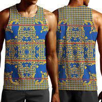 Cobalt Blue Hearts Crown Traditional Geometry Men Tank Top Seanamarena Basotho Blanket Inspired