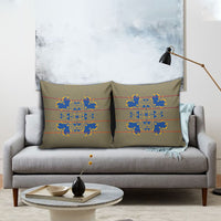 Cobalt Blue Hearts Crown Traditional Geometry Pillow Cover Seanamarena Basotho Blanket Inspired