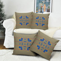 Cobalt Blue Hearts Crown Traditional Geometry Pillow Cover Seanamarena Basotho Blanket Inspired
