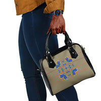 Cobalt Blue Hearts Crown Traditional Geometry Shoulder Handbag Seanamarena Basotho Blanket Inspired