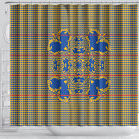 Cobalt Blue Hearts Crown Traditional Geometry Shower Curtain Seanamarena Basotho Blanket Inspired
