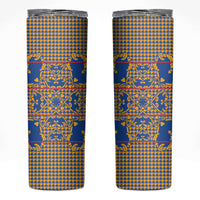 Cobalt Blue Hearts Crown Traditional Geometry Skinny Tumbler Seanamarena Basotho Blanket Inspired