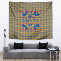 Cobalt Blue Hearts Crown Traditional Geometry Tapestry Seanamarena Basotho Blanket Inspired