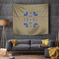 Cobalt Blue Hearts Crown Traditional Geometry Tapestry Seanamarena Basotho Blanket Inspired