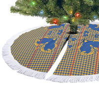 Cobalt Blue Hearts Crown Traditional Geometry Tree Skirt Seanamarena Basotho Blanket Inspired