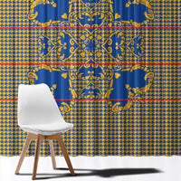 Cobalt Blue Hearts Crown Traditional Geometry Window Curtain Seanamarena Basotho Blanket Inspired
