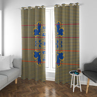Cobalt Blue Hearts Crown Traditional Geometry Window Curtain Seanamarena Basotho Blanket Inspired
