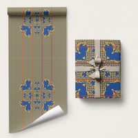 Cobalt Blue Hearts Crown Traditional Geometry Wrapping Paper Seanamarena Basotho Blanket Inspired