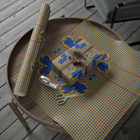 Cobalt Blue Hearts Crown Traditional Geometry Wrapping Paper Seanamarena Basotho Blanket Inspired