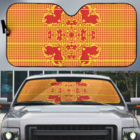 Scarlet Red Hearts Crown Traditional Geometry Auto Sun Shade Seanamarena Basotho Blanket Inspired