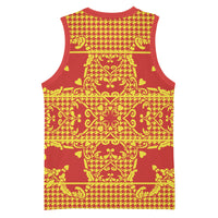 Scarlet Red Hearts Crown Traditional Geometry Basketball Jersey Seanamarena Basotho Blanket Inspired