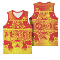 Scarlet Red Hearts Crown Traditional Geometry Basketball Jersey Seanamarena Basotho Blanket Inspired