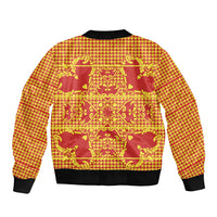 Scarlet Red Hearts Crown Traditional Geometry Bomber Jacket Seanamarena Basotho Blanket Inspired