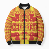 Scarlet Red Hearts Crown Traditional Geometry Bomber Puffer Jacket Seanamarena Basotho Blanket Inspired