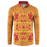 Scarlet Red Hearts Crown Traditional Geometry Button Sweatshirt Seanamarena Basotho Blanket Inspired