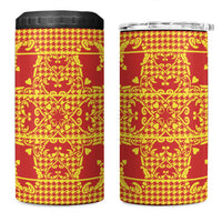 Scarlet Red Hearts Crown Traditional Geometry 4 in 1 Can Cooler Tumbler Seanamarena Basotho Blanket Inspired