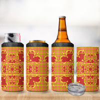 Scarlet Red Hearts Crown Traditional Geometry 4 in 1 Can Cooler Tumbler Seanamarena Basotho Blanket Inspired