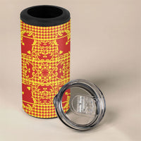 Scarlet Red Hearts Crown Traditional Geometry 4 in 1 Can Cooler Tumbler Seanamarena Basotho Blanket Inspired
