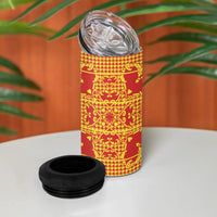 Scarlet Red Hearts Crown Traditional Geometry 4 in 1 Can Cooler Tumbler Seanamarena Basotho Blanket Inspired
