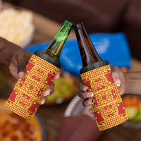 Scarlet Red Hearts Crown Traditional Geometry 4 in 1 Can Cooler Tumbler Seanamarena Basotho Blanket Inspired