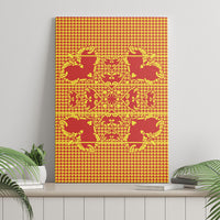 Scarlet Red Hearts Crown Traditional Geometry Canvas Wall Art Seanamarena Basotho Blanket Inspired