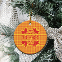 Scarlet Red Hearts Crown Traditional Geometry Ceramic Ornament Seanamarena Basotho Blanket Inspired