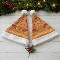 Scarlet Red Hearts Crown Traditional Geometry Christmas Santa Hat Seanamarena Basotho Blanket Inspired