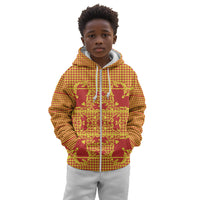 Scarlet Red Hearts Crown Traditional Geometry Kid Hoodie Seanamarena Basotho Blanket Inspired