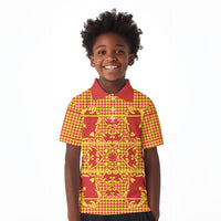 Scarlet Red Hearts Crown Traditional Geometry Kid Polo Shirt Seanamarena Basotho Blanket Inspired
