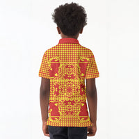 Scarlet Red Hearts Crown Traditional Geometry Kid Polo Shirt Seanamarena Basotho Blanket Inspired