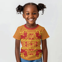 Scarlet Red Hearts Crown Traditional Geometry Kid T shirt Seanamarena Basotho Blanket Inspired