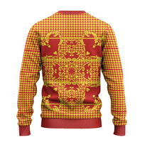 Scarlet Red Hearts Crown Traditional Geometry Ugly Christmas Sweater Seanamarena Basotho Blanket Inspired