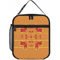 Scarlet Red Hearts Crown Traditional Geometry Lunch Bag Seanamarena Basotho Blanket Inspired