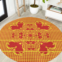 Scarlet Red Hearts Crown Traditional Geometry Round Carpet Seanamarena Basotho Blanket Inspired