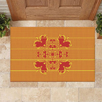 Scarlet Red Hearts Crown Traditional Geometry Rubber Doormat Seanamarena Basotho Blanket Inspired