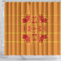 Scarlet Red Hearts Crown Traditional Geometry Shower Curtain Seanamarena Basotho Blanket Inspired